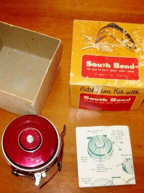 Vintage South Bend 1130 Oren-o-Matic Model D Fly Rod Reel w Box Instructions